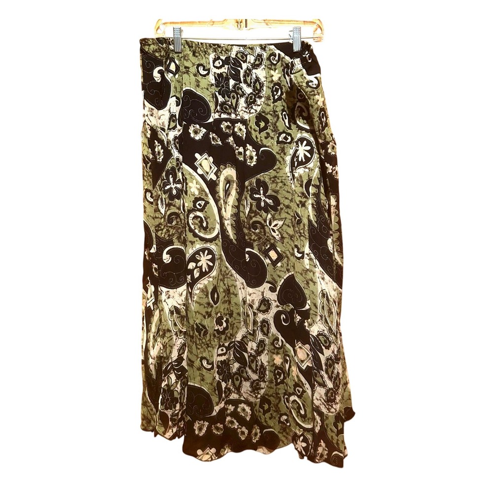 Unbranded Black Green Midi Skirt-Elastic Waist-Sz XL-Forest Fairy-Goblincore‎